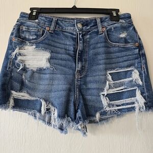 American Eagle Outfitters Blue Distressed Jean Shorts